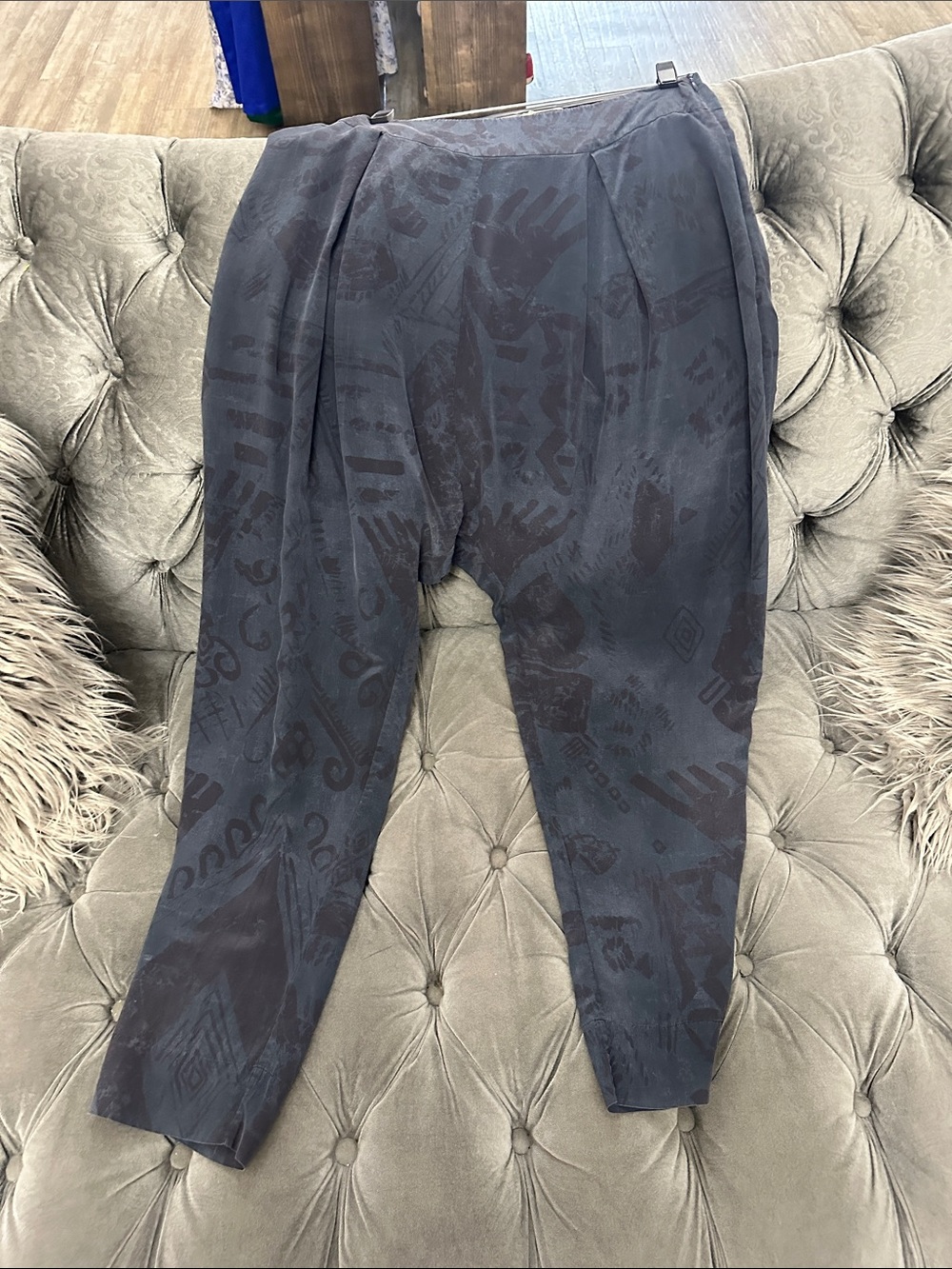 Women's Black Patterned Harem Pants